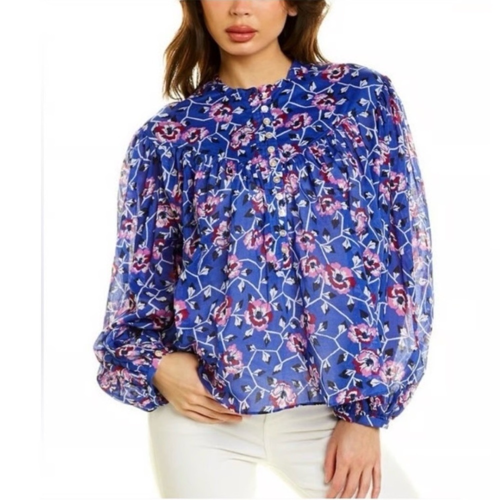 Isabel Marant Etoile Salika Puff Sleeve Floral Print Shirt sz 40